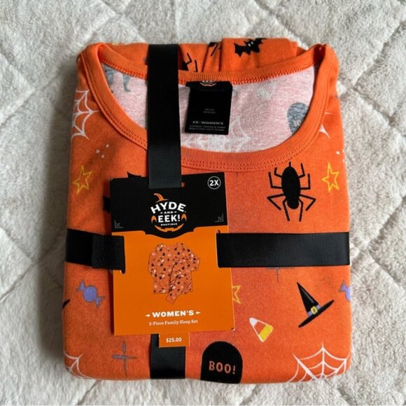 Target Hyde & Eek! | 2-Piece Family Sleep Set Orange Spooky Print | Size 2X - Picture 3 of 6